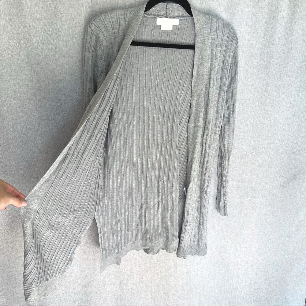 NWOT Gray Ribbed Cardigan Sweater Size S - Picture 2 of 5